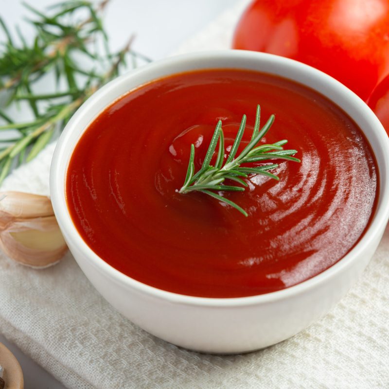 ketchup or tomato sauce with fresh tomato