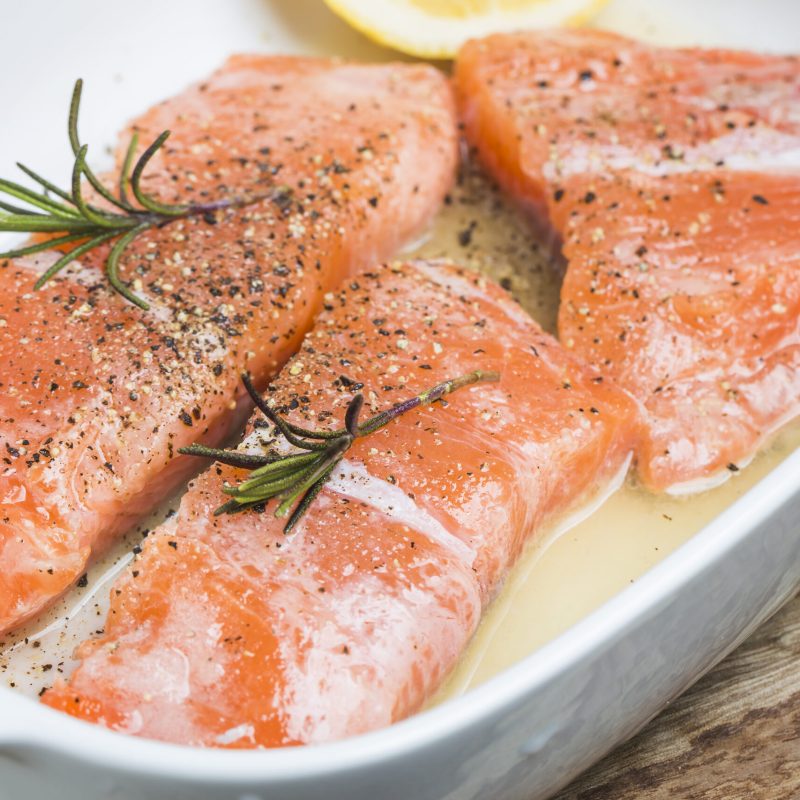 Salmon on white background